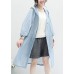 Chic blue Cotton outwear for women hooded tunic summer cardigan