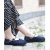 Green Flat Feet Shoes Cotton Fabric Elegant Buckle Strap Flat Shoes