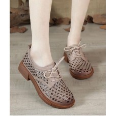 Nude Flat Shoes For Women Genuine Leather Boutique Cross Strap Flat Shoes