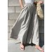 Women Khaki Elastic Waist Solid Color Cotton Wide Leg Pants Summer