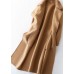 Fashion khaki woolen coats casual winter coat fur collar jackets tie waist