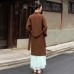 women brown woolen overcoat oversized stand collar winter coat tie waist jackets